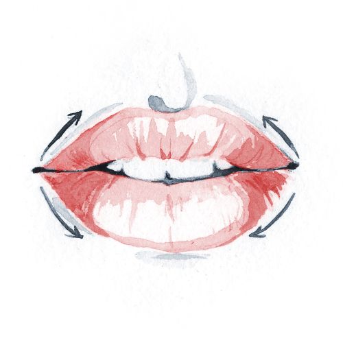 watercolor illustration of a beautiful lips of woman