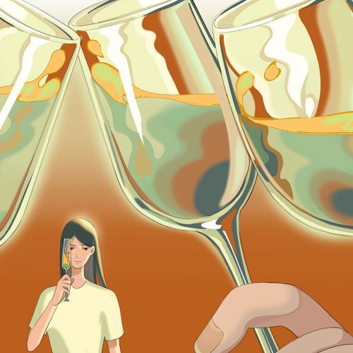 Champagne glass cheers illustration 