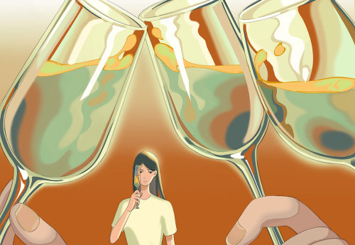 Champagne glass cheers illustration 