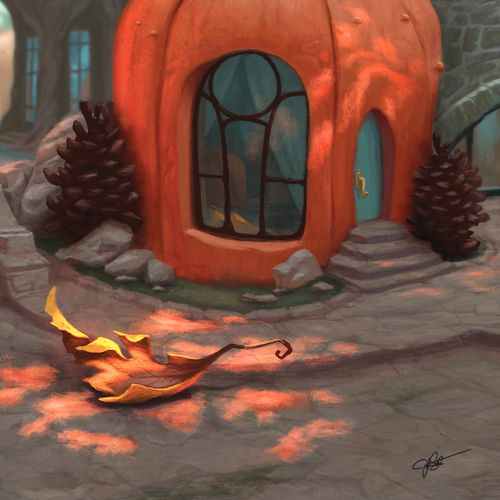 Pumpkin villa graphic illustration 