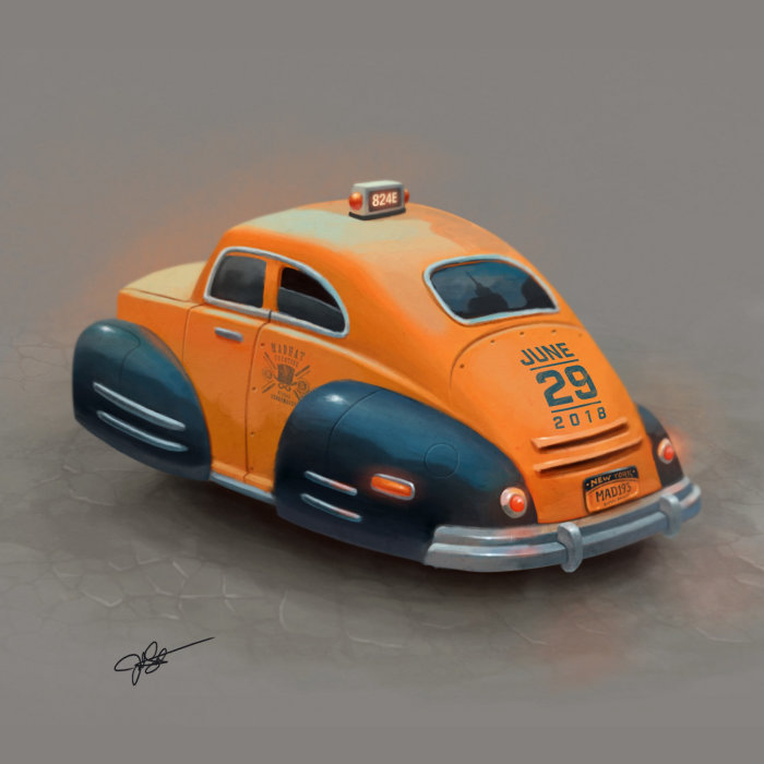Car taxi digital painting 