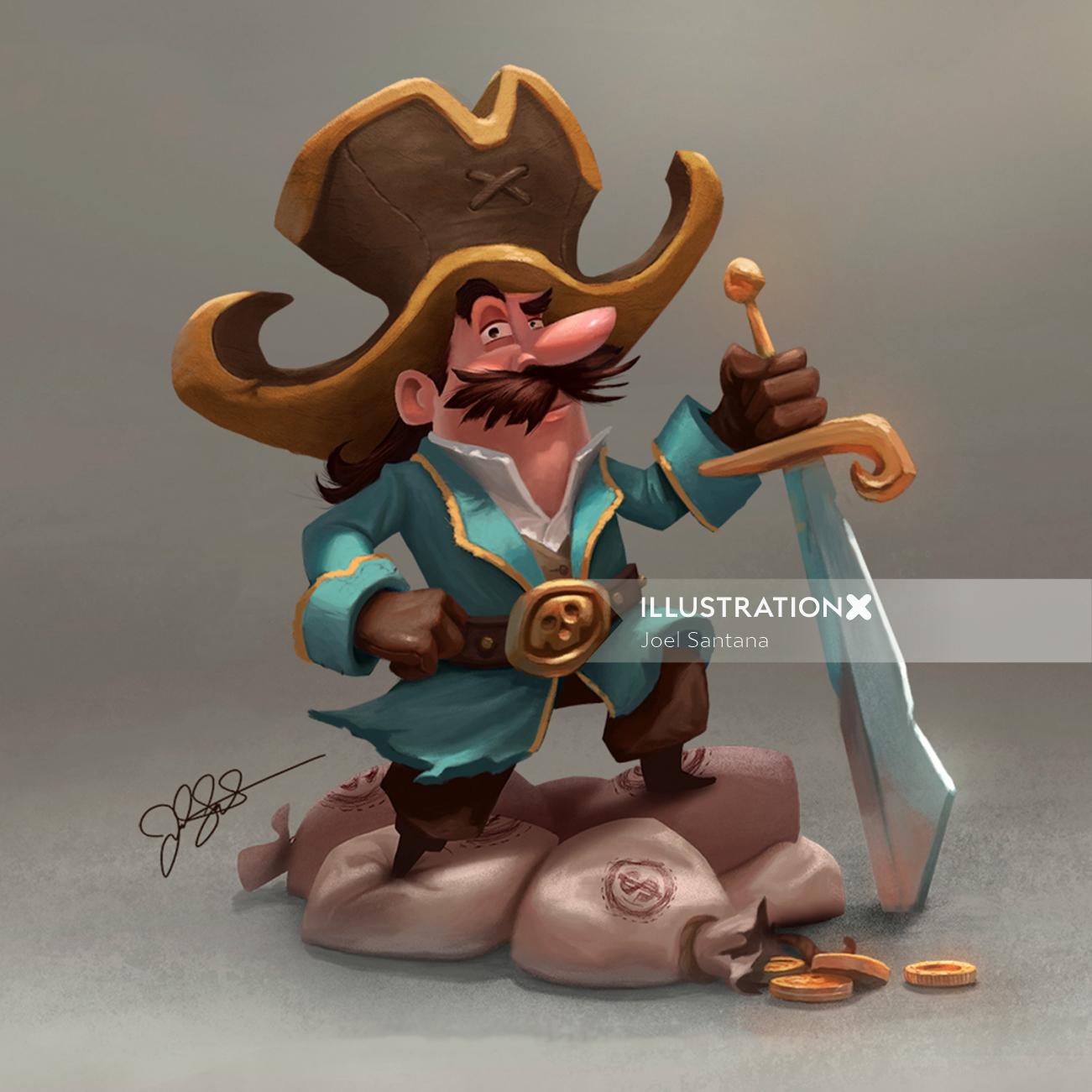 Pirate character design by Joel Santana