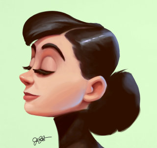 Retrato em preto e branco de Audrey Hepburn 