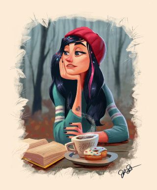 Ilustración del personaje de Disney por Joel Santana