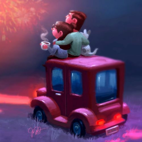 Digital painting of Happy new year