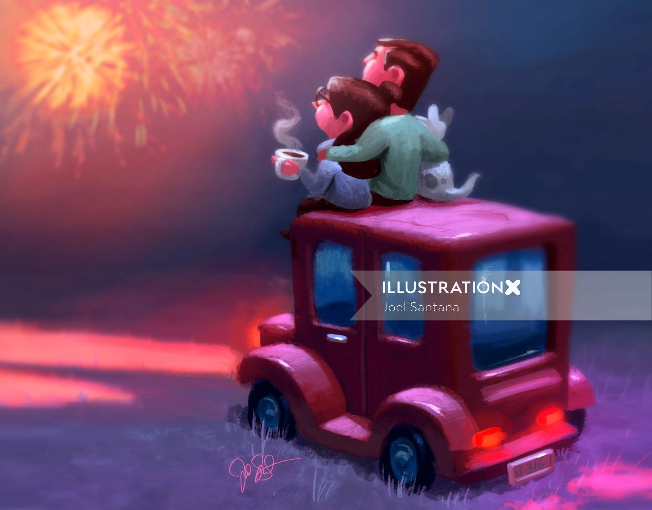 Digital painting of Happy new year