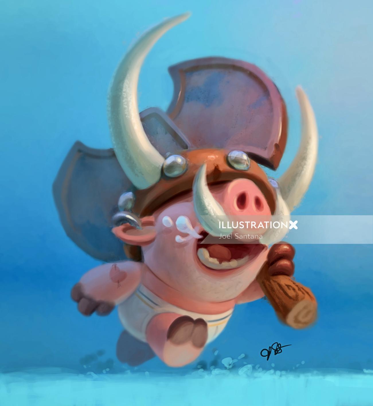 ファンタジー豚のキャラクターデザイン
