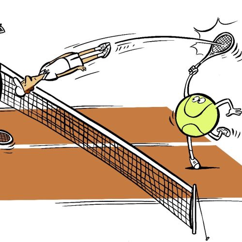 Vector Cartoon Of Tennis Players Playing