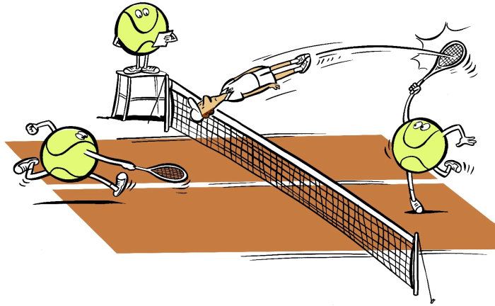 Desenho vetorial de jogadores de tênis jogando