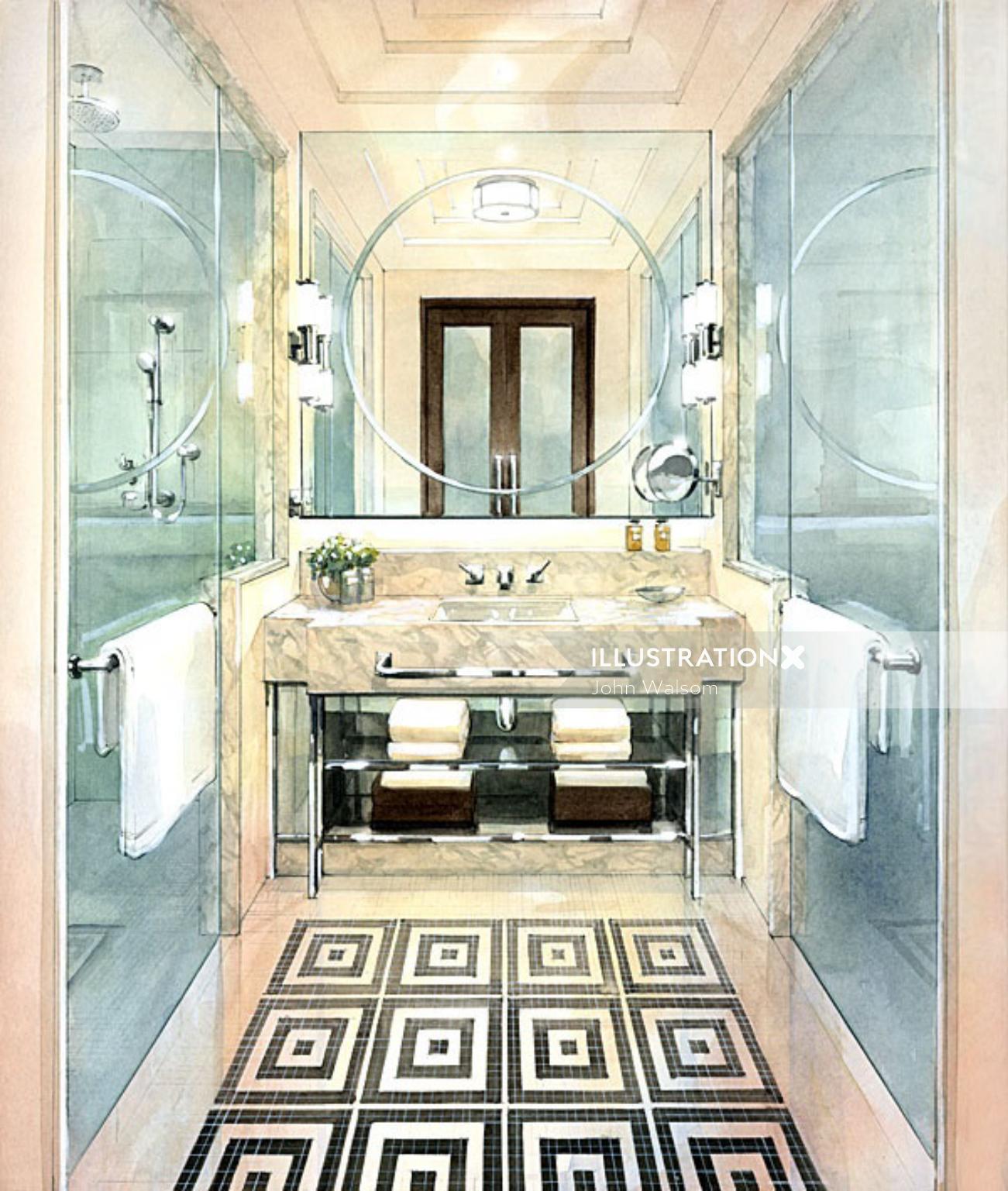 现代浴室的装饰