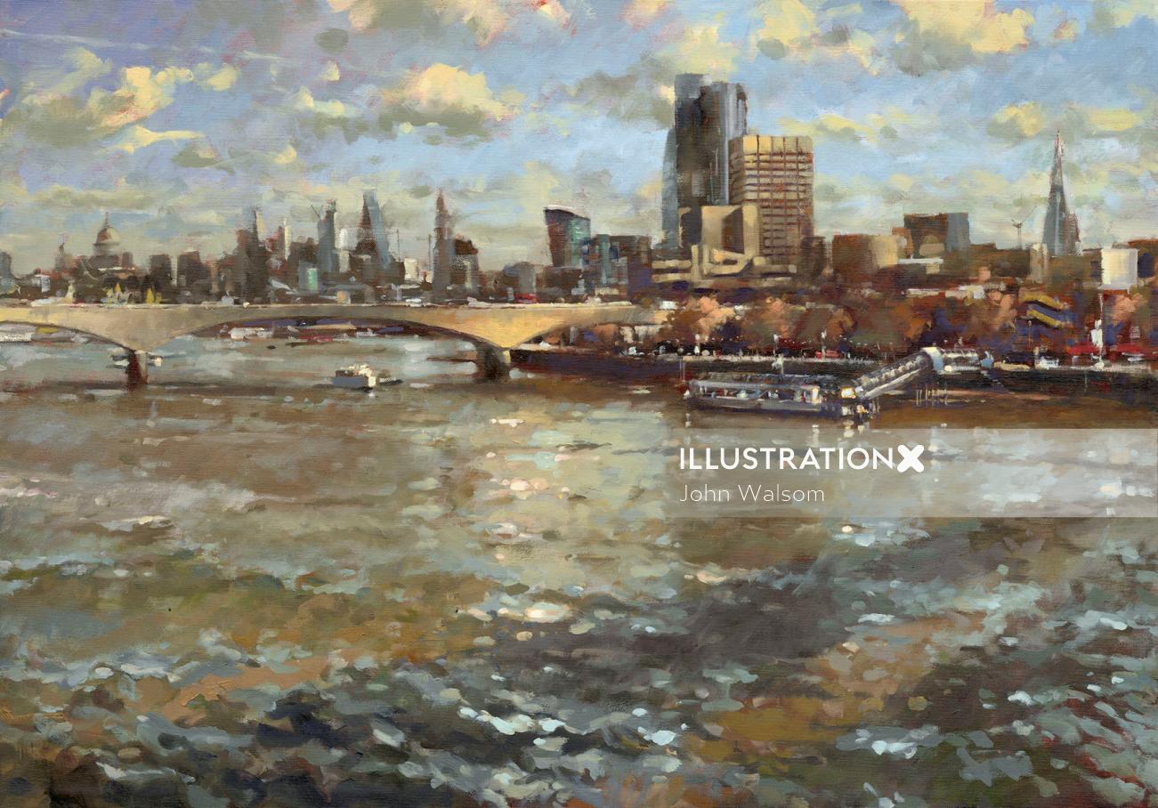 Skyline painting by John Walsom