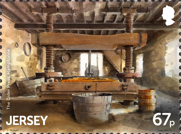 Jersey stamp on The Cider Press, Hamptonne