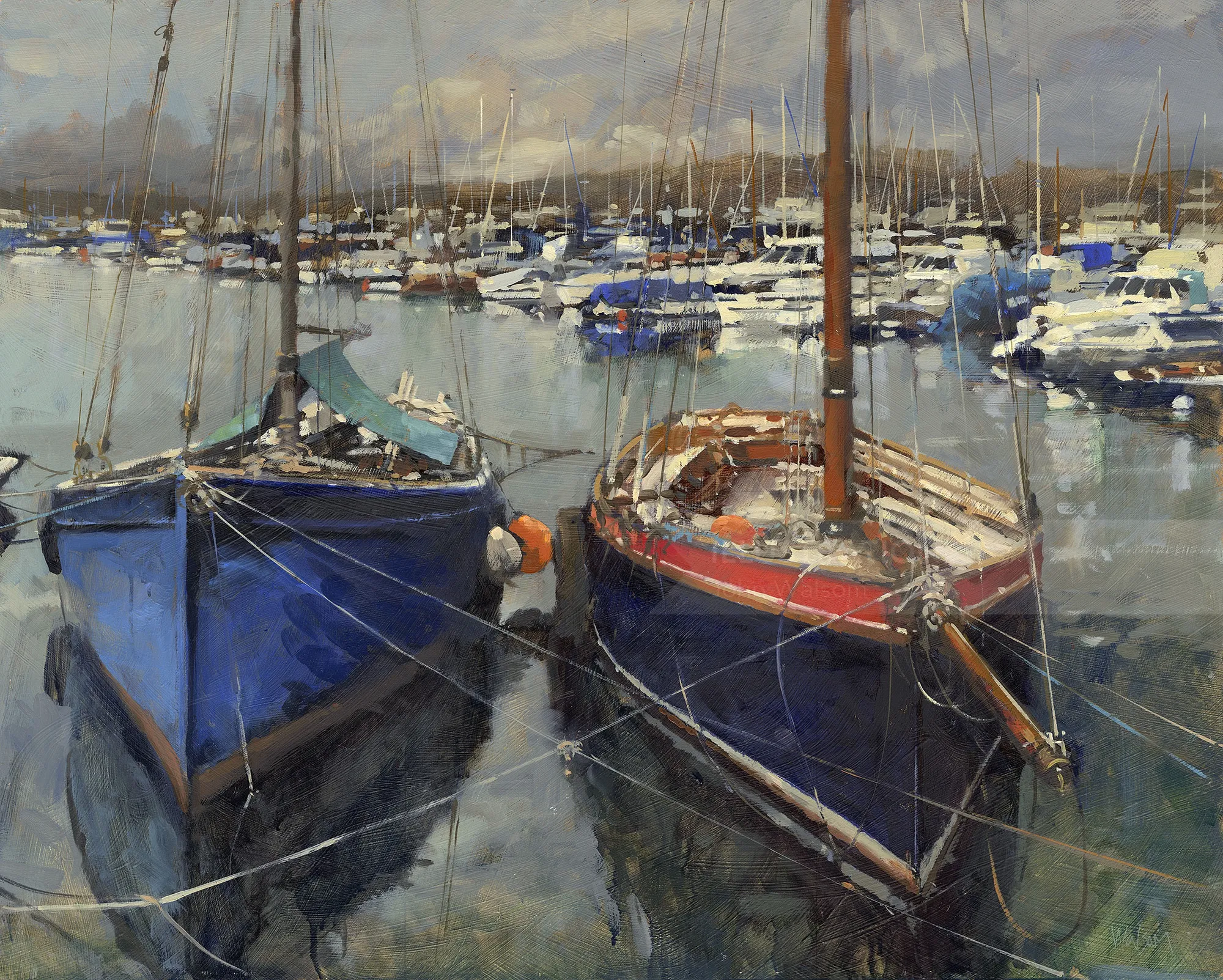 Impressionist Brushstroke Harbour Painting