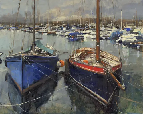 Impressionist Brushstroke Harbour Painting