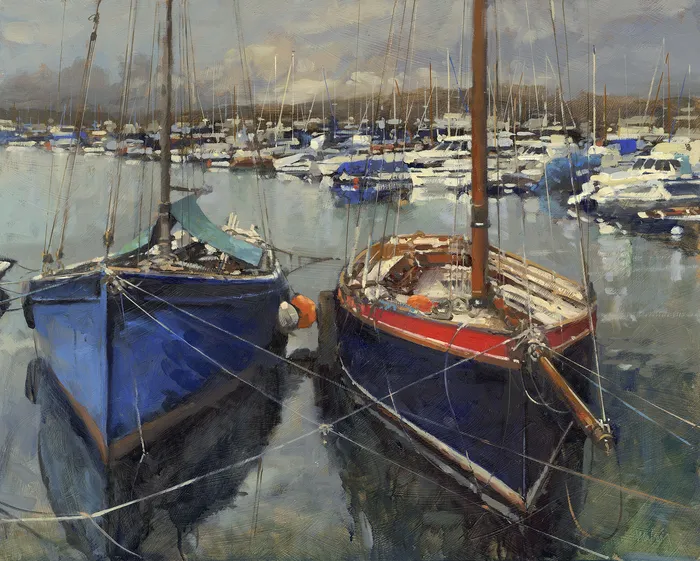 Impressionist Brushstroke Harbour Painting