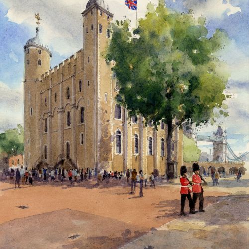 Painting of a historic building Tower of London