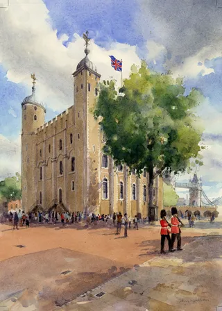 Painting of a historic building Tower of London