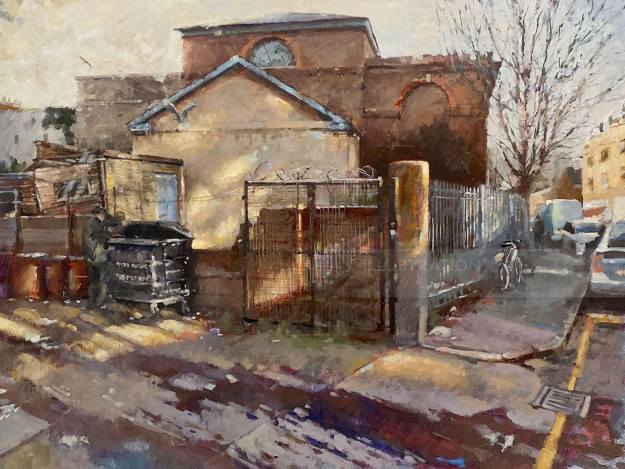 Watercolour illustration of The East End of London