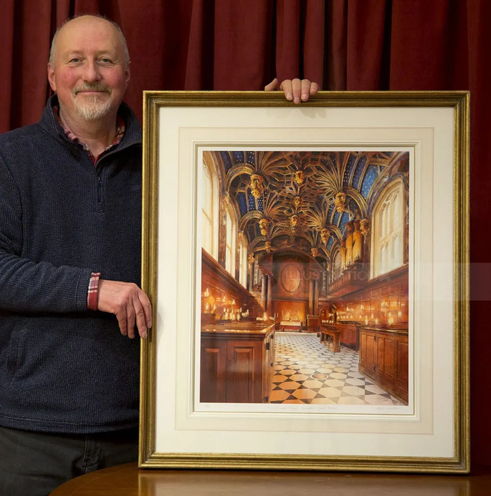 Watercolour painting of the famous Chapel Royal within Hampton Court