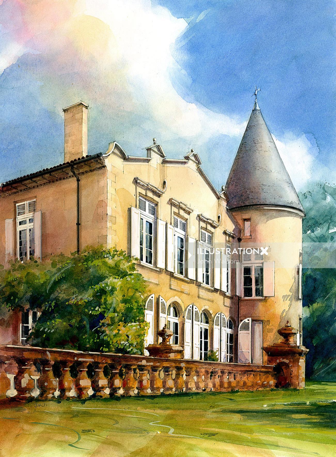 Château Lafite Rothschild winery painting