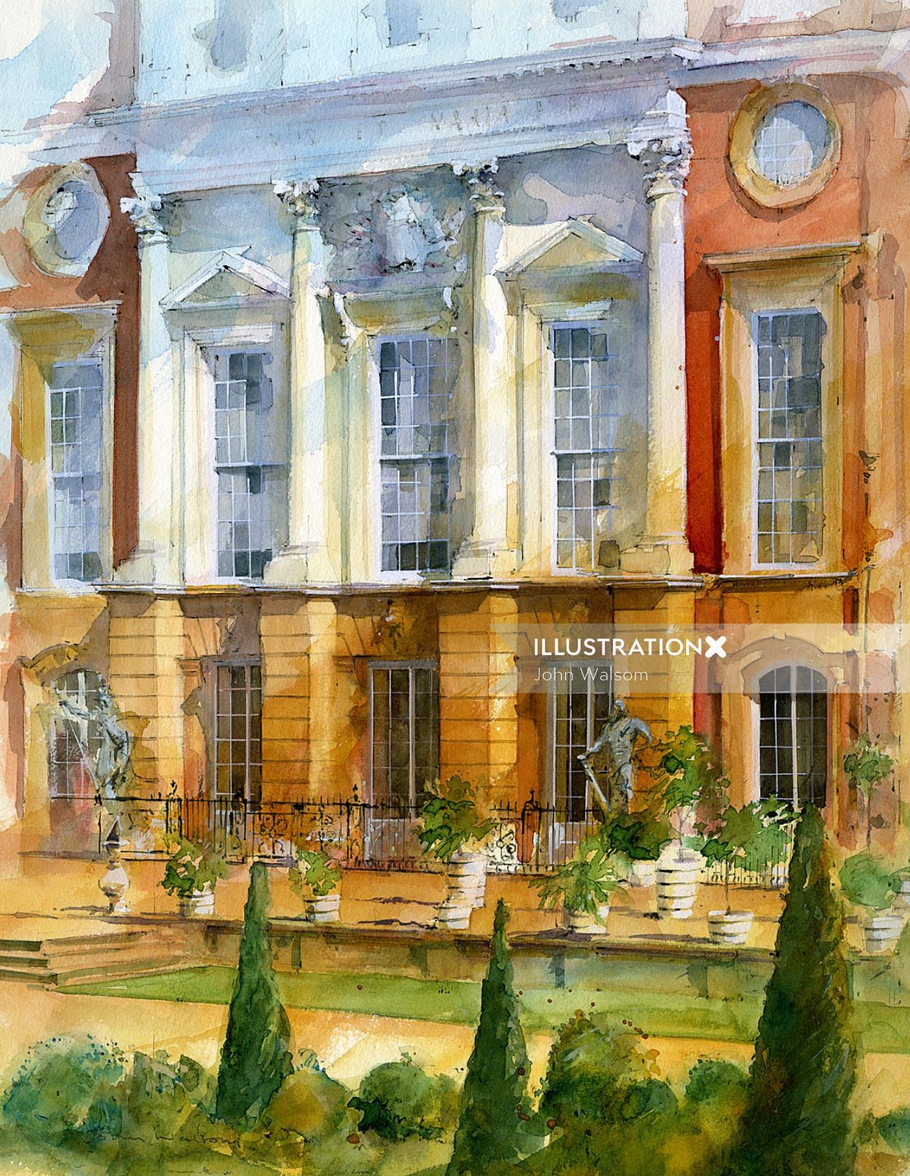 Historic Hampton Court Palace illustration