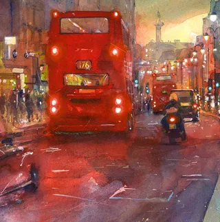 The Westbound Strand Bus Stop painting by John Walsom