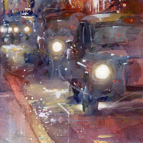 West End Taxis painting by John Walsom