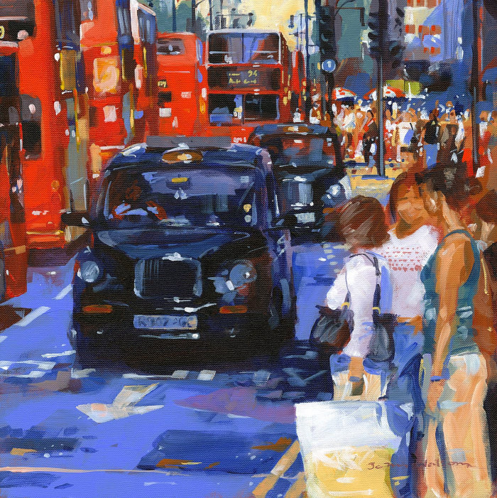 Peinture à l&#39;huile Oxford Street Summer de John Walsom