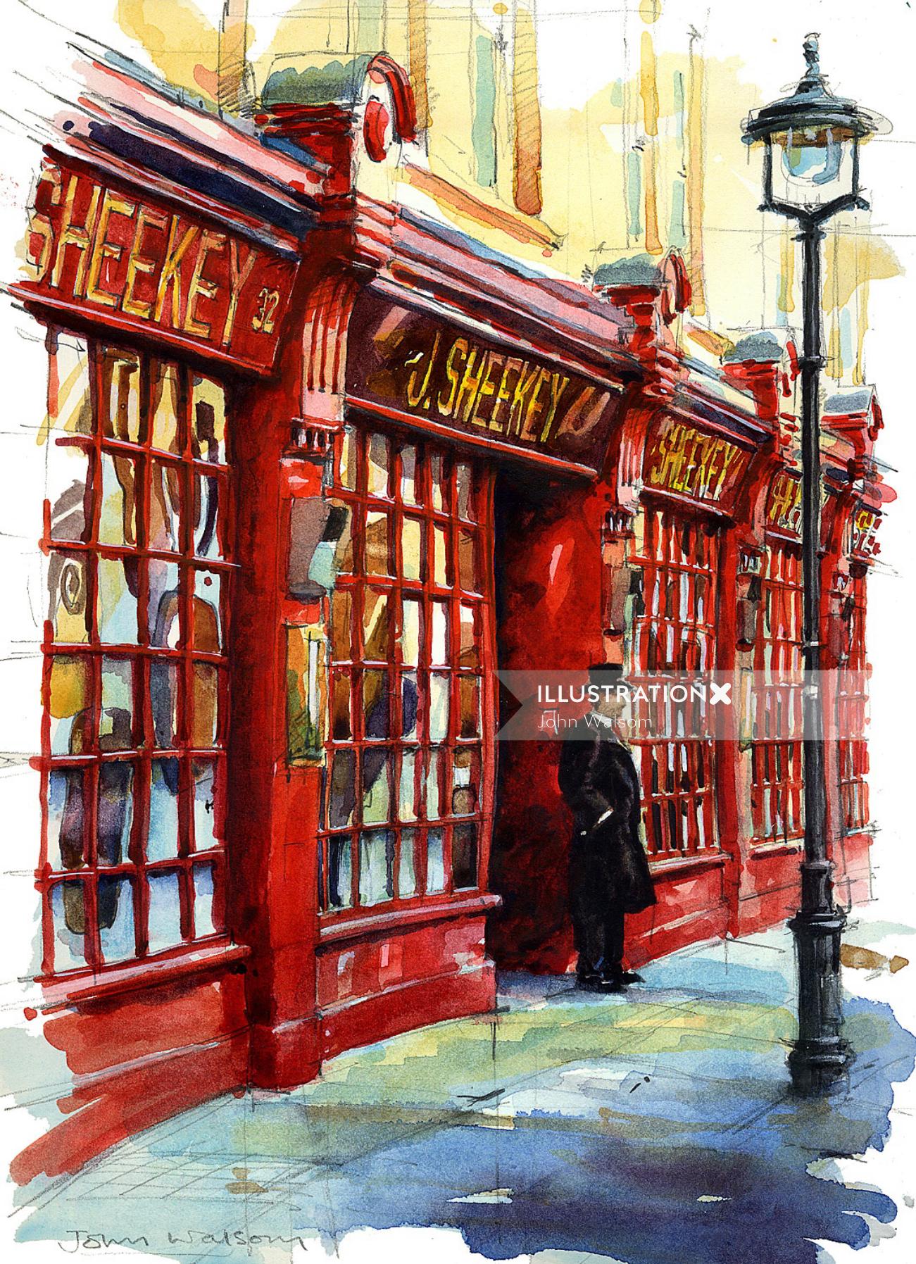Sheekey's Restaurant architectural painting