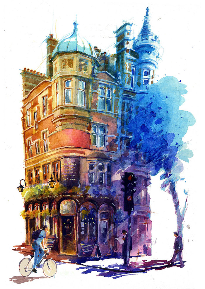Architectural Acrylic Painting of The Bloomsbury Pub