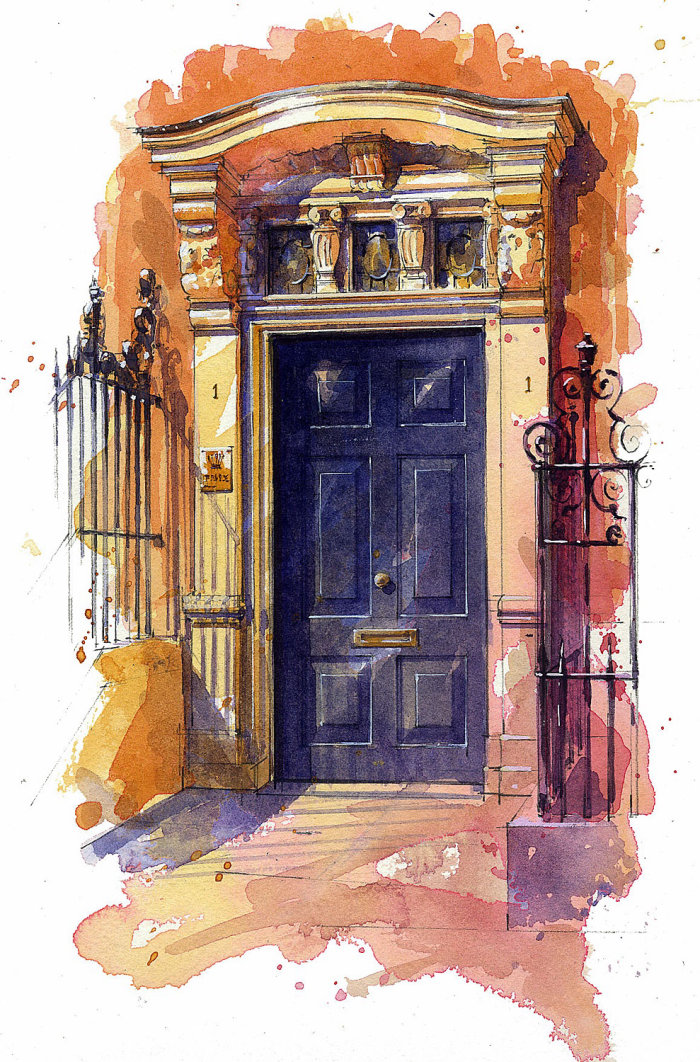 Peinture de porte d&#39;entrée par un illustrateur basé au Royaume-Uni