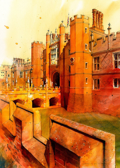 Architectural Illustration of Hampton Court Palace
