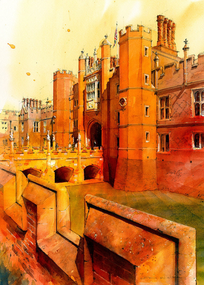 Dessin architectural détaillé du palais de Hampton Court