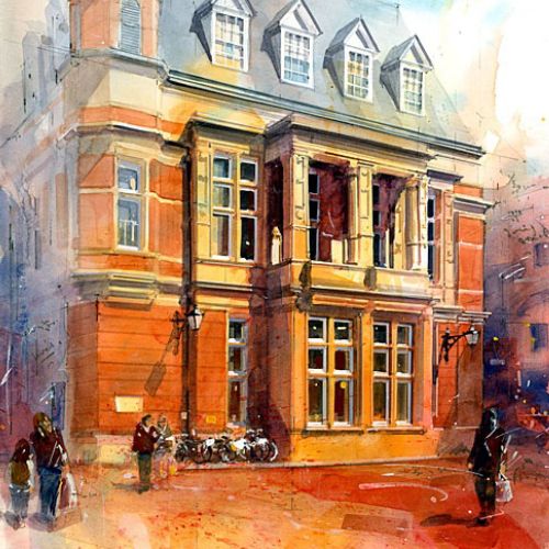 Architectural painting of Richmond old town hall