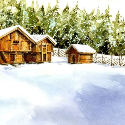 Snow Scene in Norway painting by John Walsom
