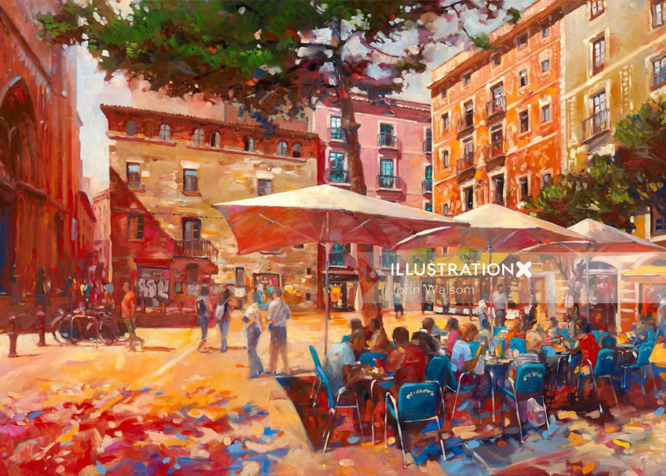 Market place painting by John Walsom