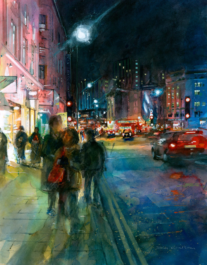 Pintura em aquarela de Charing Cross Road
