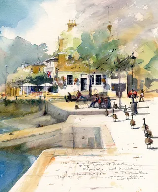 Illustration of Richmond Riverside in watercolor