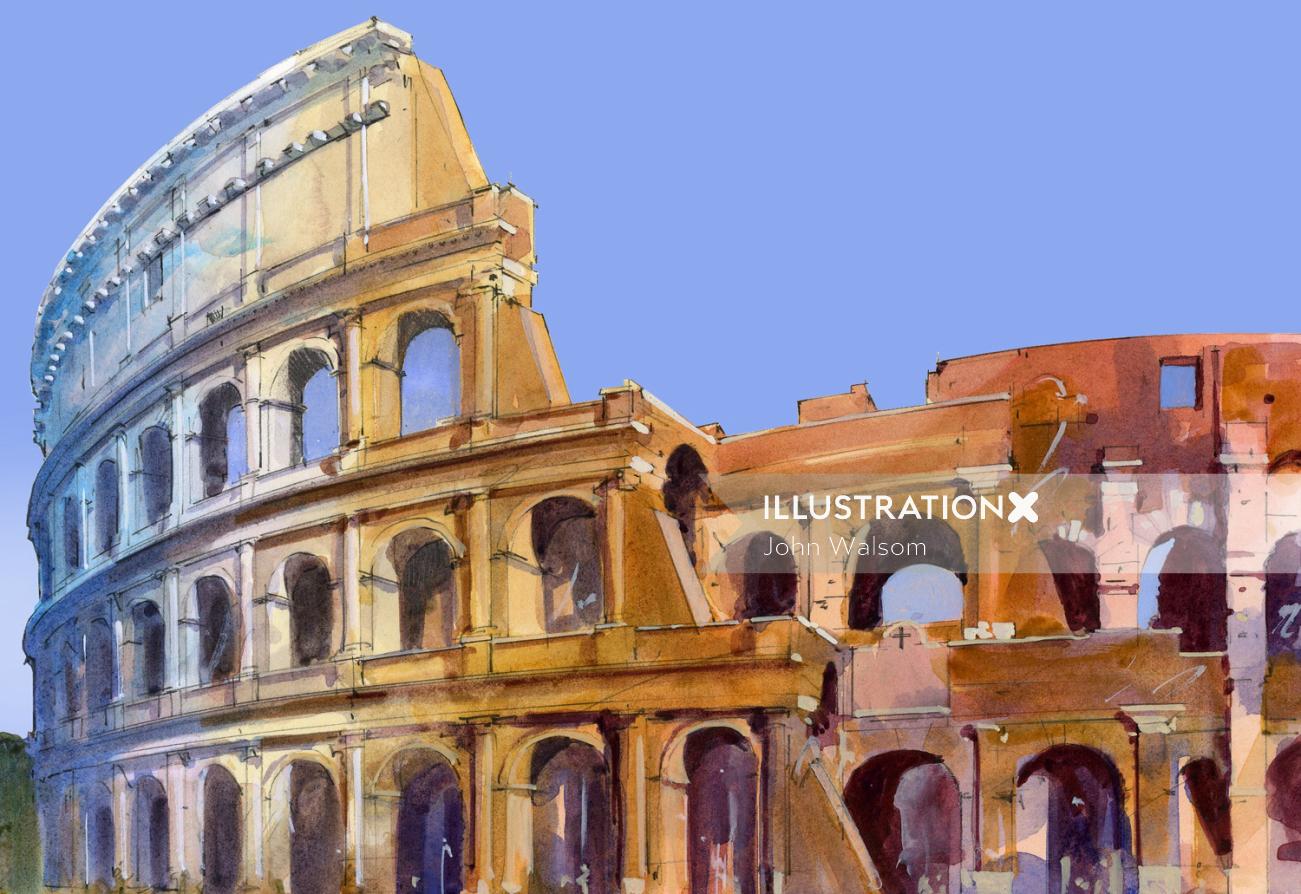 A painting that looks like the Colosseum