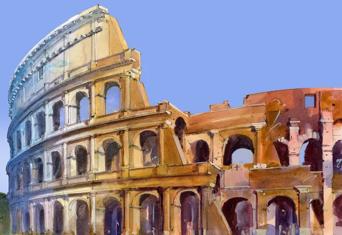 A painting that looks like the Colosseum