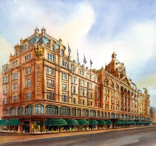 Acrylic painting of Harrods building