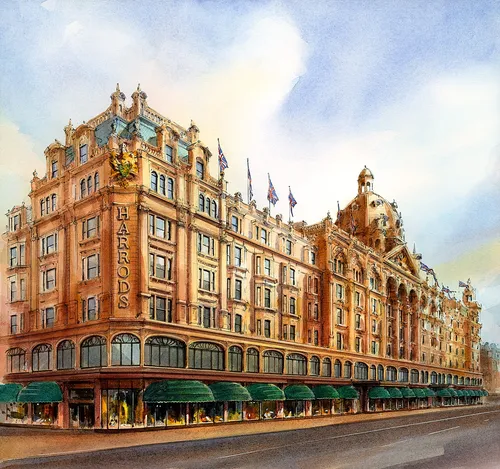 Acrylic painting of Harrods building