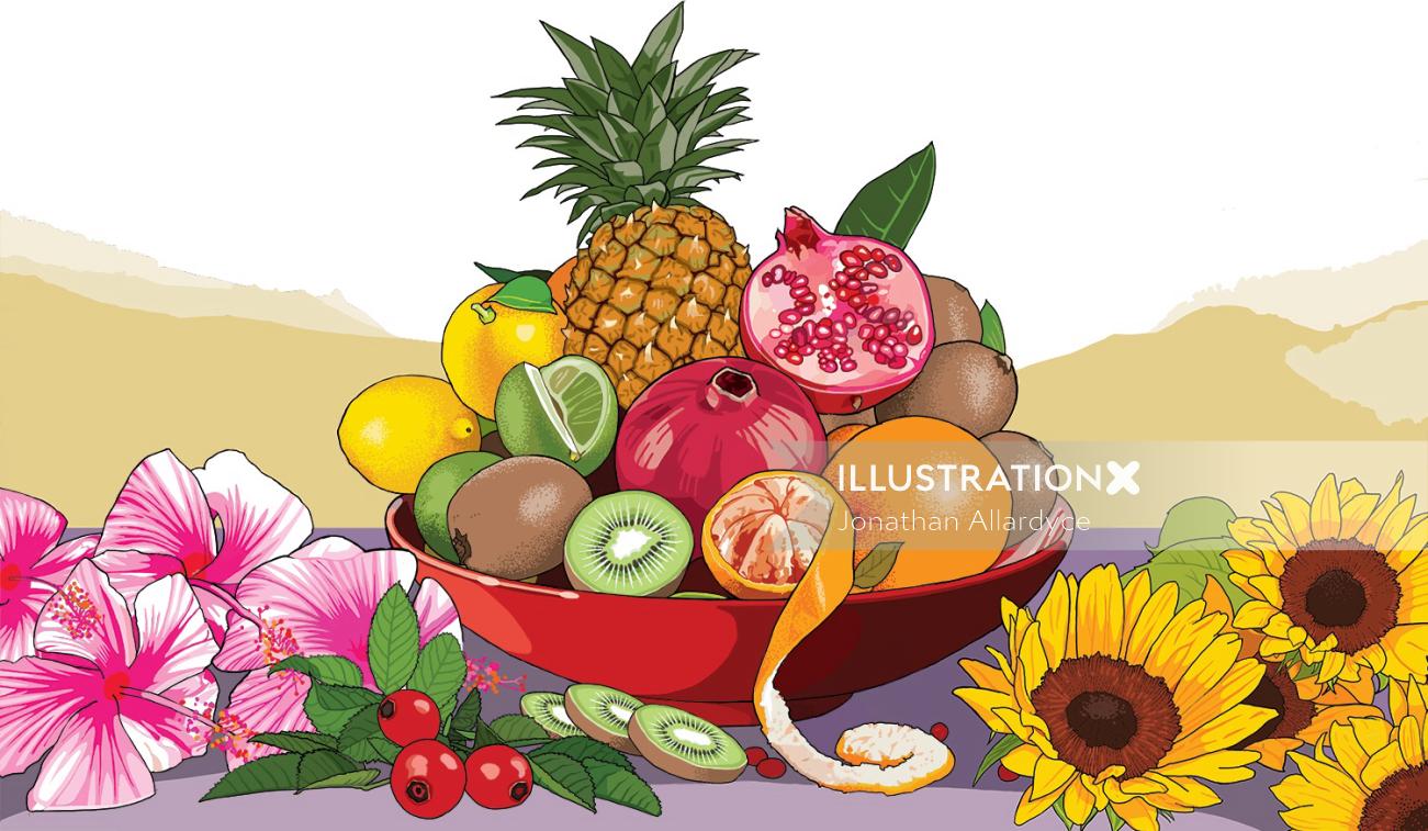 Illustration of Mixed fruits