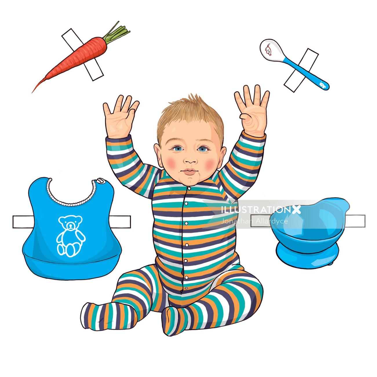 Graphic of Baby with accessories