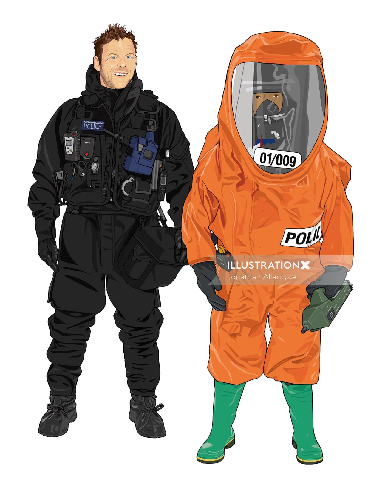 Costume showing Diving Officer and CBRN Officer