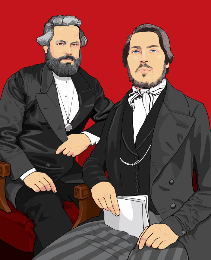 Portraits de Marx et Engels générés par ordinateur