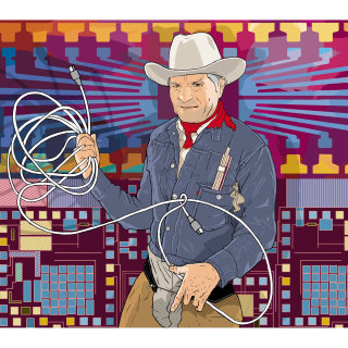 Craig Barrett como ilustração de cowboy