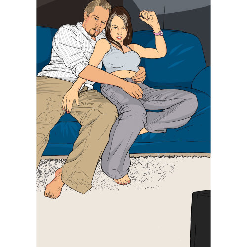 couple sur canapé, romantiques, homme et femme