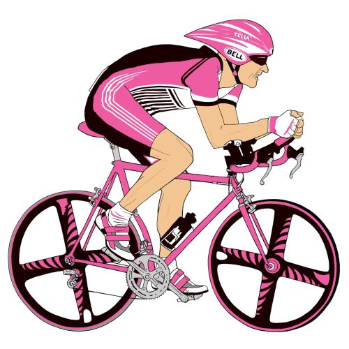 man cycling, Pink bicycle, sport event, colorful wheels