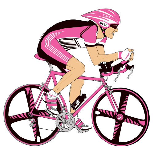 man cycling, Pink bicycle, sport event, colorful wheels